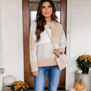 NWOT Pink Lilly Colorblock Sweater